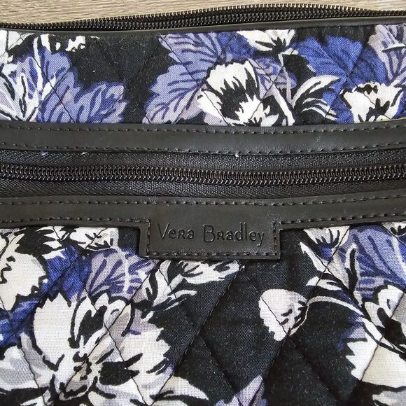 Vera Bradley Quilted Crossbody Bag with Black Lavender Floral Pattern and Faux - Picture 4 of 6